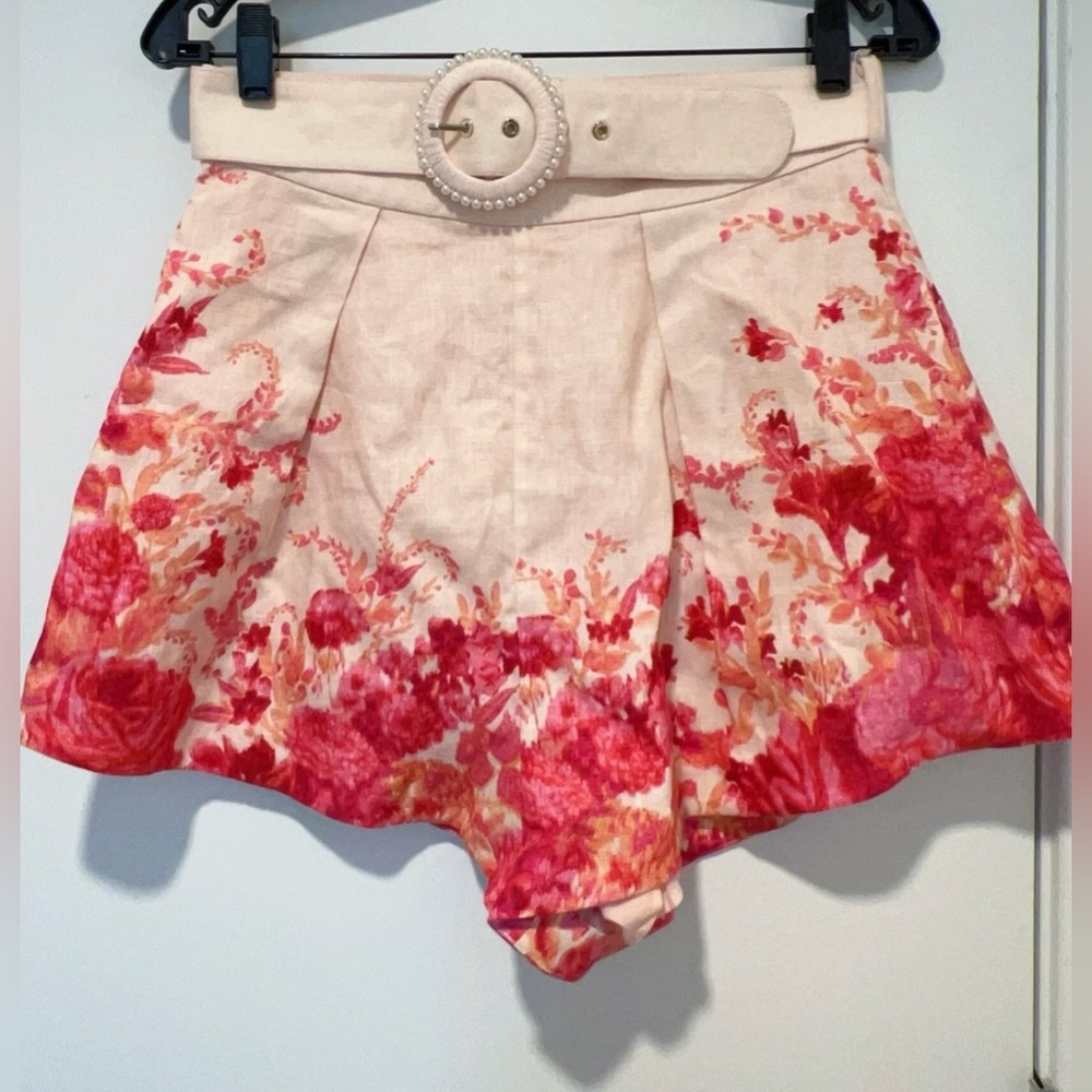 NWT AU2 Zimmermann High Tide Belted Linen Tuck Shorts